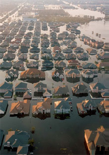New Orleans flooded by hurricane Katrina