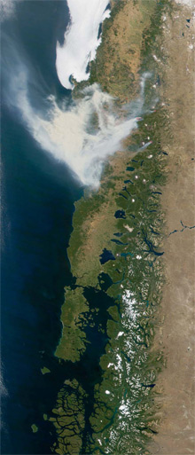 Vista desde satélite de Chile. NASA/cortesía de nasaimages.org