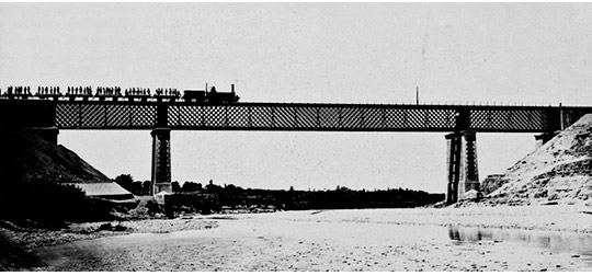 Puente de Sariñena en la línea Zaragoza a Pamplona y Barcelona, ca. 1867